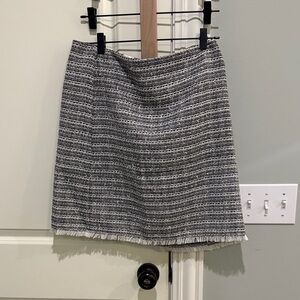 LOFT Black and White Textured Mini Skirt